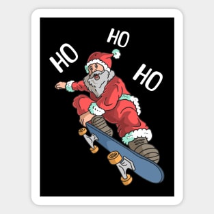 Funny Santa On A Skateboard Magnet